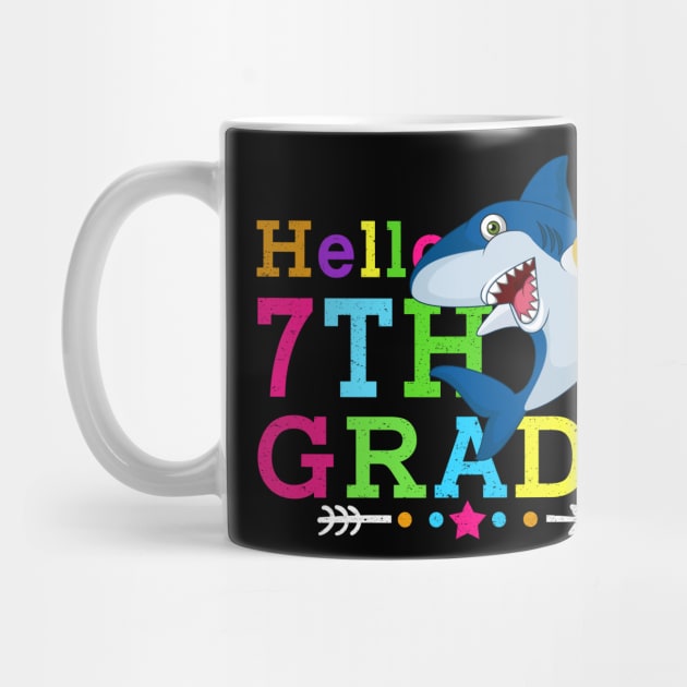 Shark Hello 7th Grade Tshirt Teachers Kids Back to school Gifts by kateeleone97023